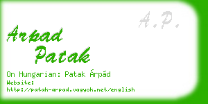 arpad patak business card